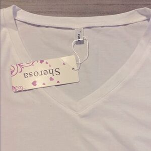 Women's White V-Neck Top
